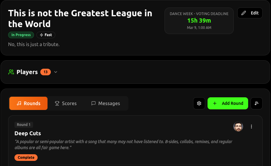 DJ League — Competitive Music Playlists